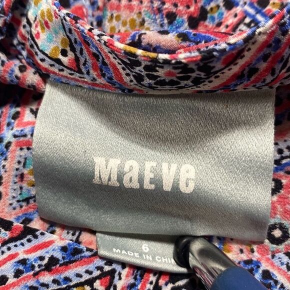 Anthropologie Sidney Maeve Silk Printed 3/4 Sleeve Button‎ Back Tunic Blouse 6 - Picture 9 of 11